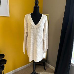 NWOT Asos Sweater Dress Balloon Sleeve Puff Sleeve Oversized Cream XS 0 Womens